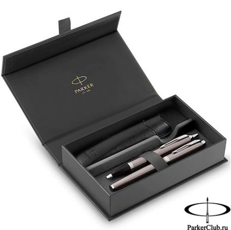 Набор Parker (Паркер) IM Stainless Steel CT M из шариковой и перьевой ручек и чехла