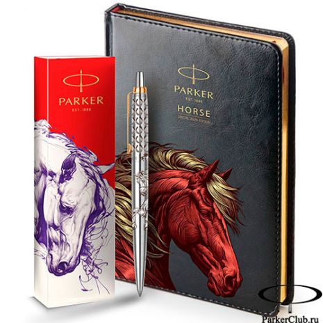 Набор Parker (Паркер) Jotter Horse Special Edition GT из шариковой ручки и ежедневника черного цвета