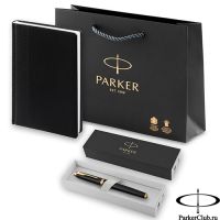 1931660MAL Набор Parker (Паркер) IM Premium Black GT из ручки-роллера и ежедневника недатированного