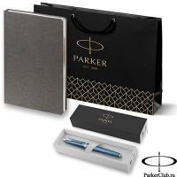 21411105_103648 Набор Parker (Паркер) IM Premium T318 Blue Grey CT из ручки-роллера и ежедневника недатированного