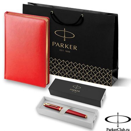 2143128_083647 Набор Parker (Паркер) IM Premium T318 Red GT из ручки-роллера и ежедневника недатированного