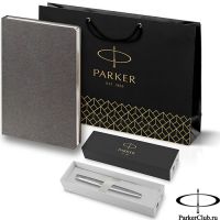 203111_05100946 Набор Parker (Паркер) Jotter Stainless Steel CT из перьевой ручки и серого ежедневника