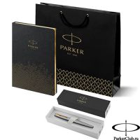 2031110_5330948 Набор Parker (Паркер) Jotter Stainless Steel GT из перьевой ручки и ежедневника недатированного черного цвета