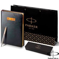 1953182set Набор Parker (Паркер) Jotter Stainless Steel GT из шариковой ручки и ежедневника черного цвета