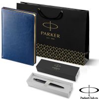 212_3_128042753 Набор Parker (Паркер) Jotter XL SE20 Monochrome Black из шариковой ручки и ежедневника синего цвета