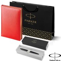 212_3_128082753 Набор Parker (Паркер) Jotter XL SE20 Monochrome Black из шариковой ручки и ежедневника красного цвета