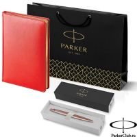212_3_128082755 Набор Parker (Паркер) Jotter XL SE20 Monochrome Rose Gold из шариковой ручки и ежедневника красного цвета