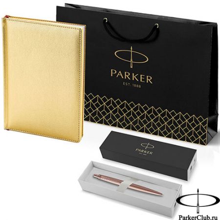 212_3_128112755 Набор Parker (Паркер) Jotter XL SE20 Monochrome Rose Gold из шариковой ручки и ежедневника золотого цвета