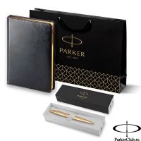 212231_2802754 Набор Parker (Паркер) Jotter XL SE20 Monochrome Gold из шариковой ручки и ежедневника черного цвета