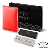 212231_2808754 Набор Parker (Паркер) Jotter XL SE20 Monochrome Gold из шариковой ручки и ежедневника красного цвета