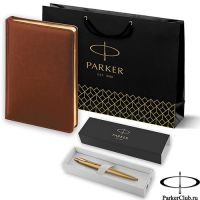2123128_032754 Набор Parker (Паркер) Jotter XL SE20 Monochrome Gold из шариковой ручки и ежедневника коричневого цвета