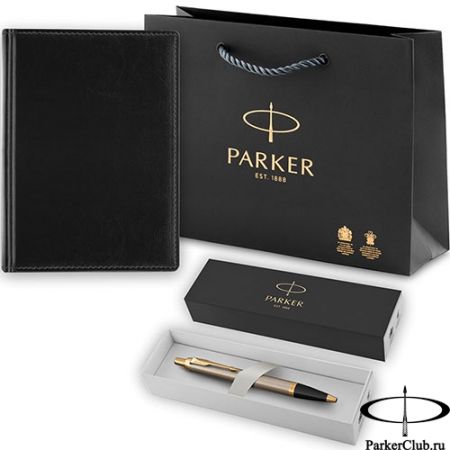 Набор Parker (Паркер) IM Brushed Metal GT из шариковой ручки и ежедневника черного цвета