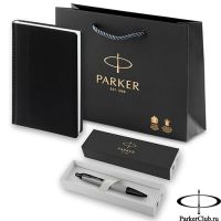 212264_5307752 Набор Parker (Паркер) IM Achromatic Matte Grey BT из шариковой ручки и ежедневника черного цвета