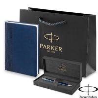 1932645_401536 Набор Parker (Паркер) Sonnet Blue Lacquer CT из шариковой ручки и ежедневника недатированного