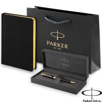 193349_41497 Набор Parker (Паркер) Sonnet core Black GT из шариковой ручки и ежедневника недатированного