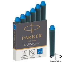 1950409 Синие неводостойкие картриджи Parker (Паркер) Quink Mini Cartridges Washable Blue 6шт